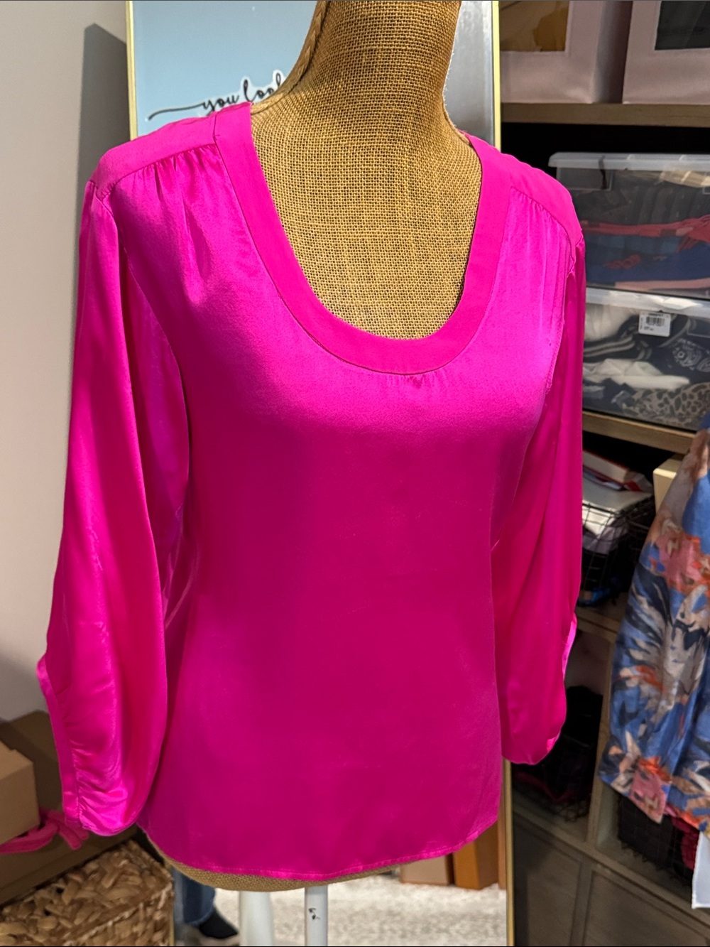 Nanette Lepore Hot Pink Scoop Neck Blouse